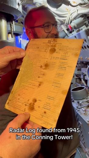 While recently working on the electronics for the periscope, we discovered this original checklist for work being done on Silverside's radar. After searching through the patrol reports, it appears Silversides entered Pearl Harbor for a re-fit after her 13th war patrol in late April of 1945. This original checklist has been hidden for over 80 years behind the cover to an electrical panel in the Conning tower. This means this paper even made the final war Patrol of the Silversides' and was with he