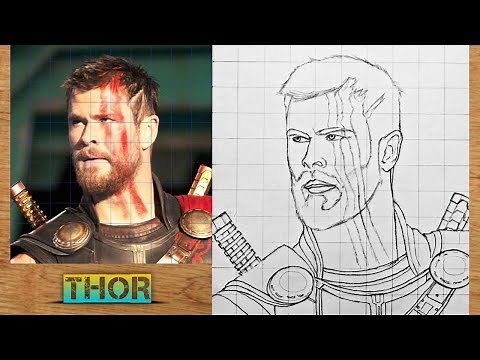 How to draw THOR(Thor:Ragnarok)//Grid method step by step for beginners