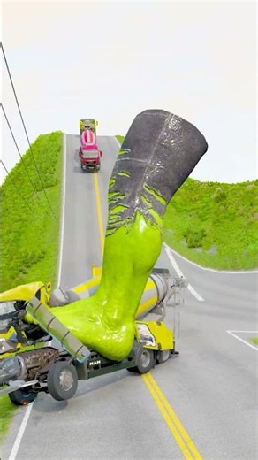 Giant Hulk Leg vs Truck Crash Test - BeamNG Drive #beamngdrive #shorts