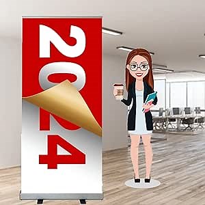 4U Media&Displays Heavy-Duty Retractable Banner Stand 33.5"x80" with Padded Canvas Bag and Box (Stand ONLY) for Trade Show and Indoor Event Display
