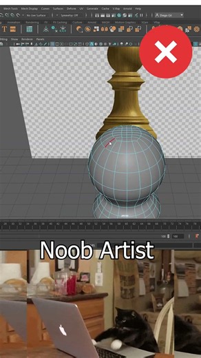 Noob Vs Pro Artist: 3D Maya Fast pawn CURVE TOOL #mayatutorial #mayatips #3dtips #shorts #maya