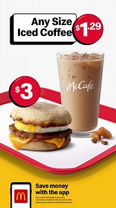 Wake up to this! Sausage McMuffin w/ Egg @ $3 Any Size Iced Coffee @ $1.29. Breakfast hours only. | McDonald's
