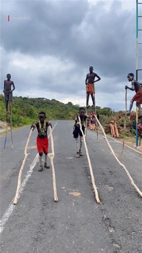 Walking on 2 Meter Tall Legs 😳 Banna Tribe Secret #shorts