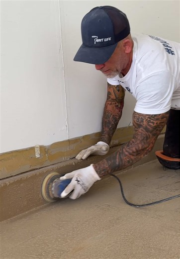 Epoxy floor REDO! Sand, prime, and recoat. It’s that simple! #epoxyfloors #garagefloors #floormakeover #garagemakeover #epoxy