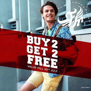 Twice the style, twice the fun. Enjoy ‘Buy 2 Get 2 free’ on Flying Machine. Don’t miss out on this limited period offer. | Flying Machine