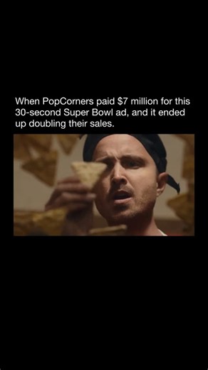 Purely History on Instagram: "In 2023, PopCorners made a bold move during the Super Bowl, spending about $7 million on a 30-second ad that reunited Bryan Cranston and Aaron Paul as their iconic Breaking Bad characters. The commercial showed them “cooking up” PopCorners snacks in a fun, nostalgic twist that instantly went viral. Viewers loved the clever throwback, and the ad became one of the most talked-about moments of the night. The campaign paid off in a big way, as PopCorners’ sales reported