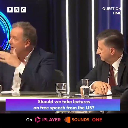 “Should we take lectures on free speech from the US?” Watch what the Question Time panel said on this audience question Catch up with the whole of this week’s #bbcqt Trump Special from London, on Sounds and iPlayer now: bbc.co.uk/programmes/m002jm8f | BBC Question Time