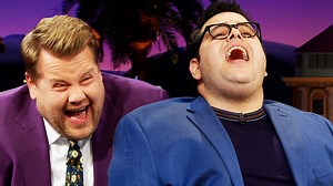 While expressing his love for Idina Menzel, Josh Gad unleashes a questionable impression of his Frozen 2 costar that leaves James on the verge of tears. | The Late Late Show with James Corden