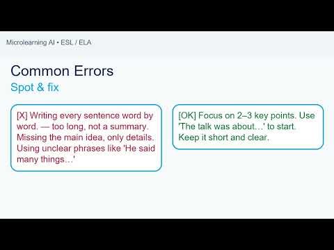 Speaking listening summarizing a short talk