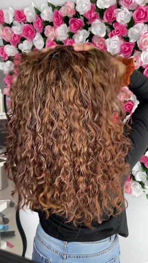 Black box dye to all over light brown with caramel highlights! 🤩#rgv