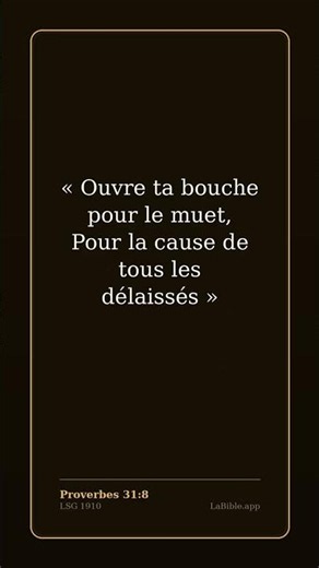 💡 Sagesse Biblique — Proverbes 31:8 | Bible LSG1910