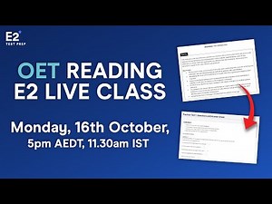 OET Live Class - OET Reading Part B - How to Read for Gist and score high!