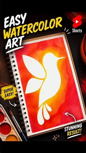 Easy Watercolor Hummingbird Painting 🎨🕊️ | Satisfying Art Tutorial #shorts #art #artislife