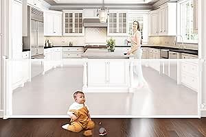 Newnice 33.6 Inch Tall 120 Inch Extra Wide Retractable Baby Gates for Large Wide Openings, Dog Gate Long for Indoor Outdoor, Expandable Baby Pet Mesh Gate for Stairs Doorways Hallways, White