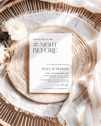 The Night Before Rehearsal Dinner Invitation Modern Minimalist Rehearsal Dinner Invite One Day Away Instant Download Editable Template AD - Etsy