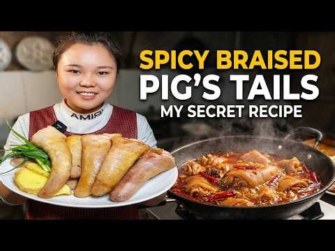 This his how i cooekd braised pig's tails spicy food cooking show