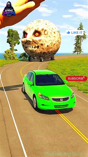 Giant Monster Ball Blocks the Road! 😱🚗 Can the Cars Escape? #shorts