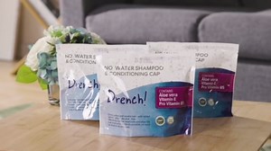 Drench Shampoo Caps No Rinse - Waterless Shampoo Cap and Conditioner - Dry Hair Wash Caps for Elderly or Bedridden - Contains Aloe Vera, Vitamin E and Provitamin B5-6 Counts