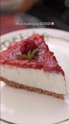 NO BAKE EASIEST STRAWBERRY CHEESECAKE RECIPE•😍