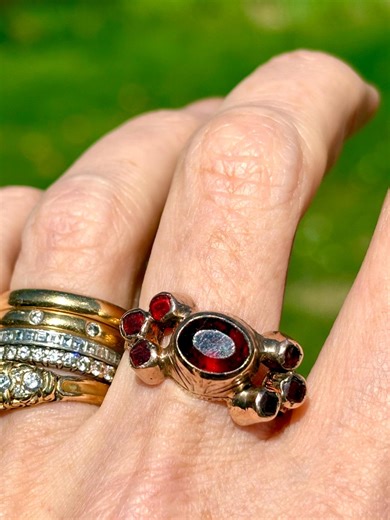 Rare Antique Sicilian Engagement Ring in Gold With Red Paste Stones - Etsy