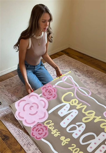 Nothing like 2 coordinating banners to level up your event 💗💛🍋 #gradbanner #bannerartist #bannerpainting #paintwithme #freshlygraduated