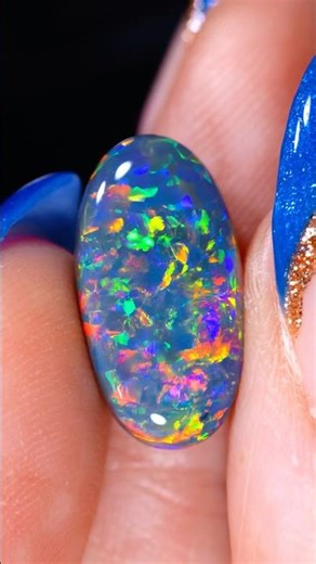 4.56ct Solid Black Opal Oval Neon Rainbow Fire #blackopal