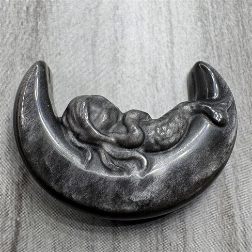 Obsidian Mermaid on Moon. US Seller. Daily Shipping. Silver Sheen Obsidian. - Etsy Canada