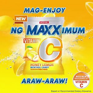 Sa P2 (SRP) barya, ma-eenjoy mo na ang MAXXimum 100% Vitamin C na kailangan mo araw-araw with NEW Maxx Vitamin C na may fruity lamig sarap ng Honey Lemon! #EnjoyVitCtotheMAXX. Based on Recommended Dietary Allowance ASC Ref No J048P102921MS | Maxx