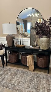 ✨Moody Winter Console… Comment, MUST HAVE INFO, to get the links to shop sent directly to your inbox. I gave my console table a moody winter refresh and had so much fun shopping my home. The beautiful oversized bell is back in stock and makes such a statement piece. Love that this can be displayed all year round. This earthy abstract framed art is size 24x24 and it’s from my sweet friend Brittany @currentlychic. Be sure to use my code FARMTOTABLE for 15% off. Didn’t get the link? You can always 