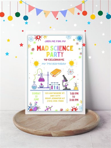 Mad Science Birthday Invitation: Customizable Experiment Party (digital Template) - Etsy