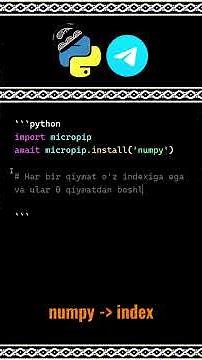 numpy index #python #uzbekistan #education #obuna_bolishni_unutmang