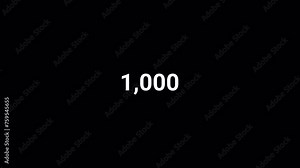 Number counter from zero to one thousand on a black background, Counting Numbers from 0 to 1,000 on a transparent background with alpha channel, Number counting from 0 to 1k animation