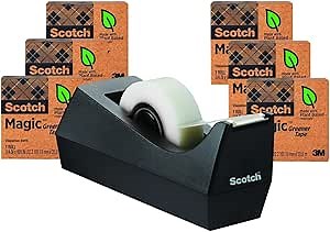 Scotch Desktop Tape Dispenser, White, Great for Gift Wrapping, 1 Dispenser (C19-CLIP-W-CCW)