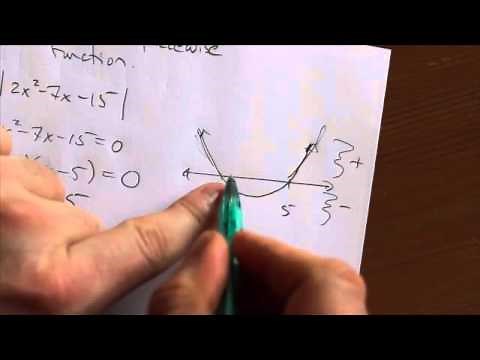 Write a piecewise function for the absolute value of a quadratic function.