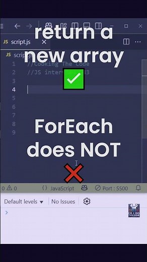 JS interview Q83: Difference between Map and ForEach ⚡👨‍💻 #javascriptinterview #coding #devshorts