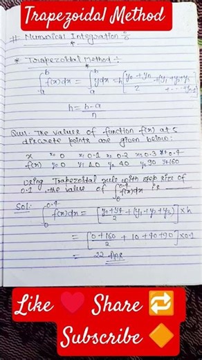 Trapezoidal Method #numericalmethods #numericalintegration