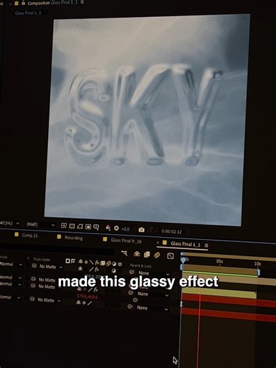Here is a breakdown of this glassy effect I made in @Adobe After Effects. The project file can be found in my bio! Please let me know if there are any questions :) #motiondesign #motiongraphics #aftereffects #typography #animation