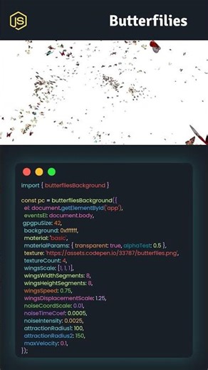Butterflies BG 🦋 Animation #coding #frontendcourse #trending #shorts #viral #codeflow #htmlcssjs