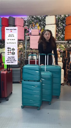 [MissLulu Bags] Wave Design Lightweight Polypropylene Hard Shell 20''/24''/28'' Suitcase with TSA Lock and 14'' Vanity Case - Teal