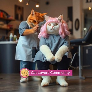 Barbie the cat just got the purrfect haircut and she's living her best life! From strutting down the hall like a supermodel to turning heads at the park, this fabulous feline is on top of the world. Watch as Barbie flaunts her new 'do, sips some catnip tea, and enjoys the ultimate day of pam-purr-ing! #catlovers #viralcats #viralmemes #funnycats #vidustudio #catloverscommunity | Cat Lovers Community