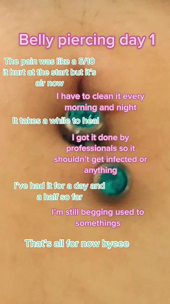 Day 1 Healing Belly Piercing Process with Gemstone | TikTok