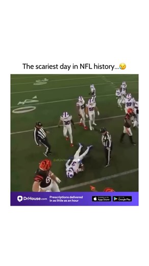 NFL 247 MOMENTS on Instagram: "This video captures the chilling and deeply emotional moments following the on-field collapse of Buffalo Bills safety Damar Hamlin during a game against the Cincinnati Bengals on January 2, 2023. The footage begins immediately after the tackle, showing players from both teams quickly recognizing the severity of the situation, gathering around him in distress, and signaling for help. The use of the heart monitor sound and the visual of the player falling to the grou