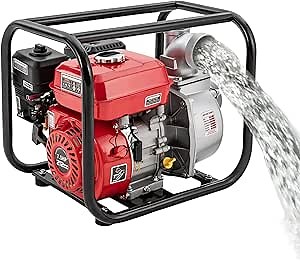 3" 7.5HP 4-Stroke Gas Powered Trash Water Transfer Pump w/24.61 ft Hose, 212CC Portable Gasoline Engine Water Pump for Farmland Watering, Garden Irrigation