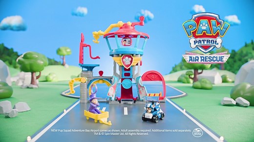 PAW Patrol: Air Rescue, Pup Squad Airport Playset with Chase, Marshall & Skye Vehicles for Kids Ages 3