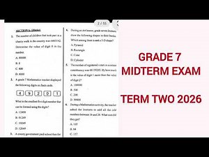 Grade 7 Mid-term Exam || Term 2 || Mathematics and answers