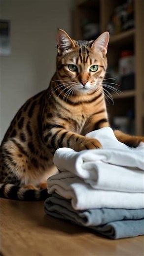 Bengal cat folding towel