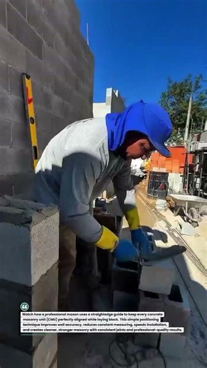 Build Straighter CMU Walls Faster with This Mason's Alignment Guide!#Masonry #Construction