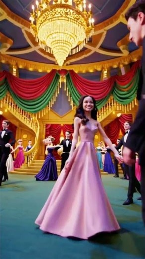 Belle meets beau at ball, modern cartoon style AI generated #princess #belle #ball #romance