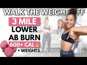 3 Mile SWEATY Lower Belly Fat Walking Workout with Weights (Burns over 600 Calories)!