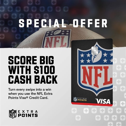 512K views · 349 reactions | Turn every swipe into a win when you use the NFL Extra Points Visa® Credit Card. To earn $100 Cash Back, spend $500 on purchases outside of the NFL in the first 90 days from your open date. Paid as a statement credit.² | NFL | Facebook